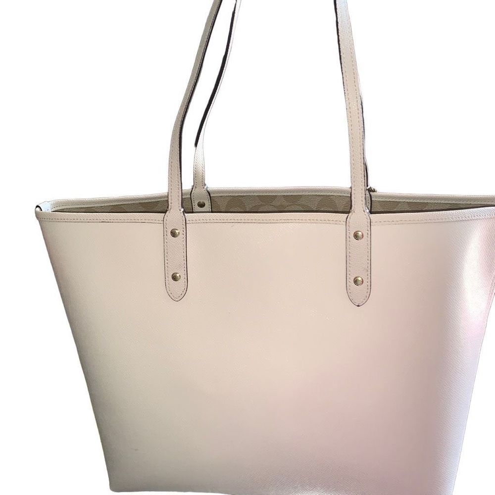 Coach Faux Leather Reversible City Tote in Chalk/Brown Signature Logo - Picture 4 of 4